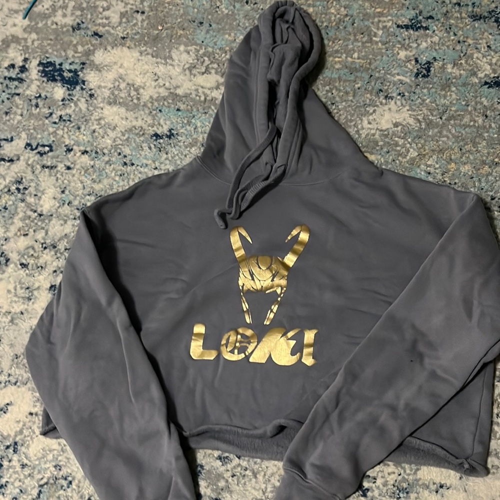 MARVEL Loki cropped gray sweatshirt
